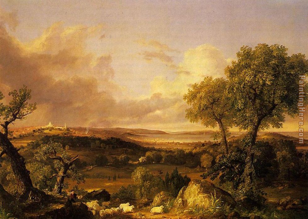 View of Boston painting - Thomas Cole View of Boston art painting